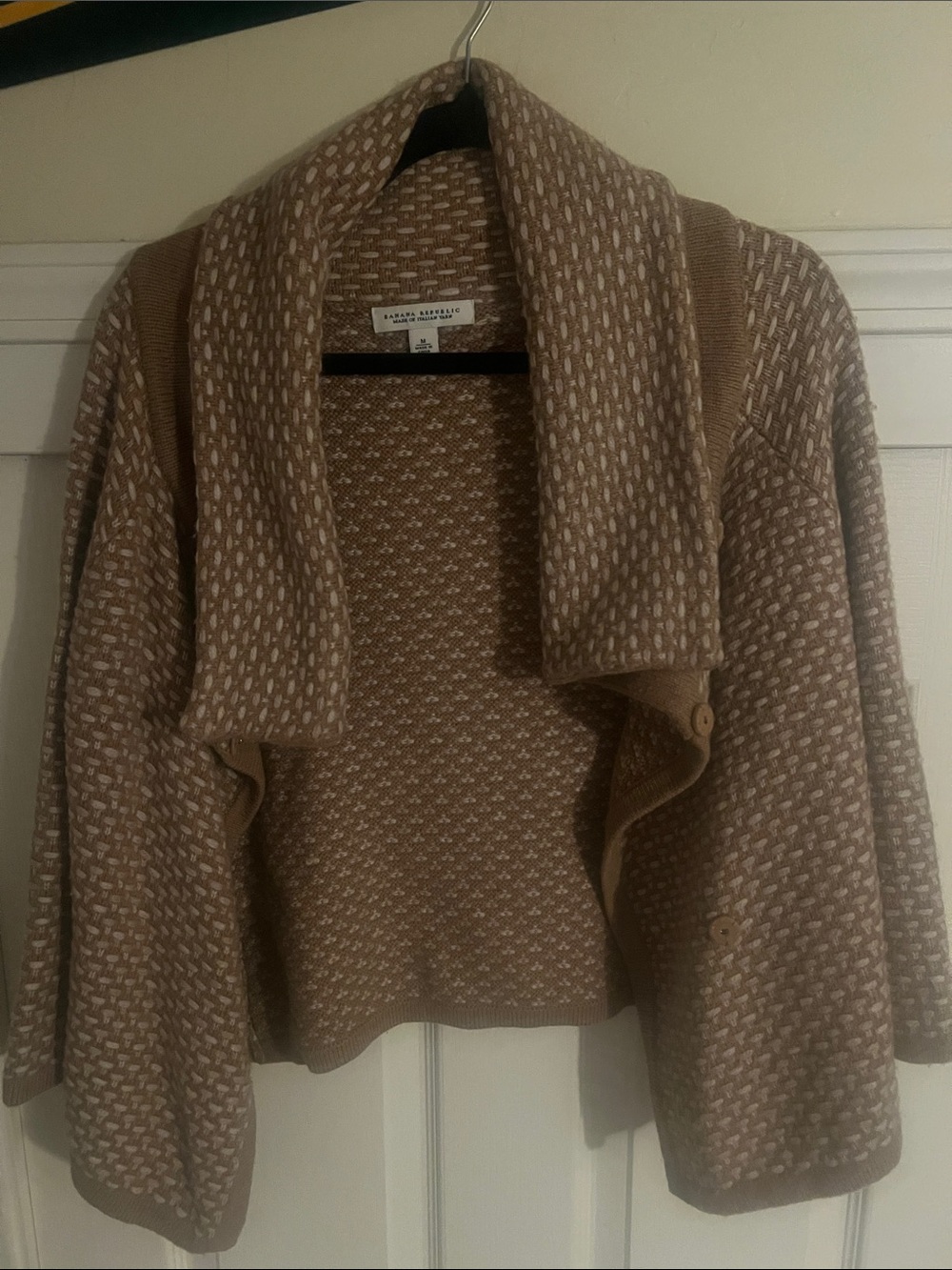 Banana Republic Tan & Cream Shawl-Collar Open Cardigan